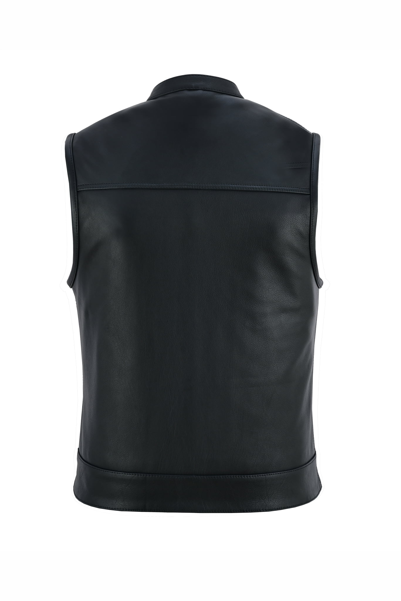 Mens Full Grain Cowhide Classic Leather Motorcycle Vest